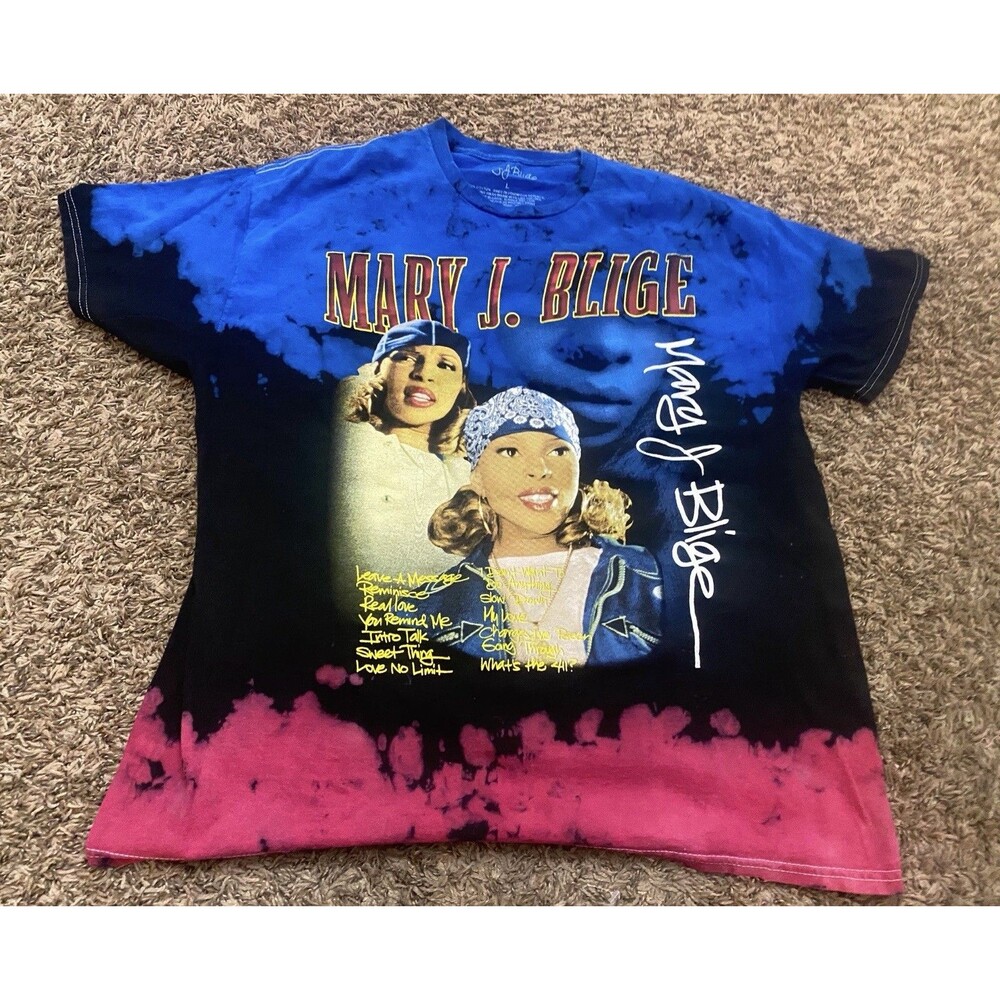 Men’s Officially Licensed Mary J Blige Tie Dye T-Shirt Blue Red Black Size Large